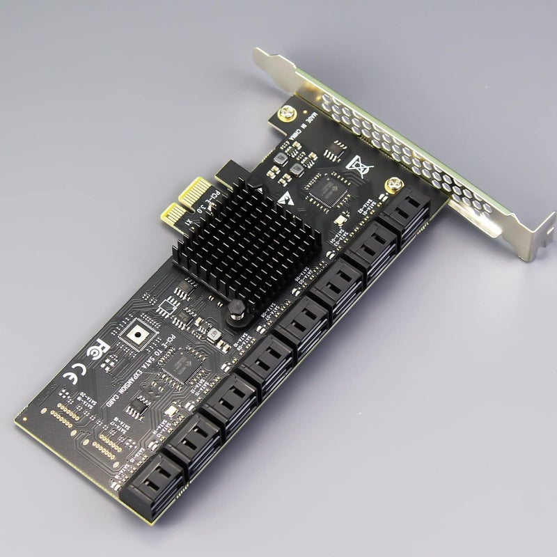 GLOTRENDS SA3116-C 16-Port PCIe X1 SATA Expansion Card with SATA and Power Cables, Compatible with Windows,Linux,Mac OS,NAS - Image 2